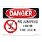 Signmission OSHA Danger Sign, No Jumping From The Dock, 24in X 18in Rigid Plastic, 18" W, 24" L, Landscape OS-DS-P-1824-L-1710 - alternate 1